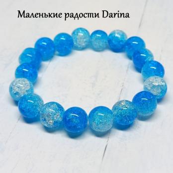 Браслет Ледяной (сахарный) кварц синий гладкий 10 мм 16,5 см