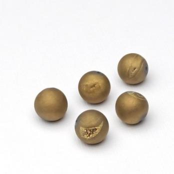 Бусина Халцедон "Агат с друзой" золотистый матовый шар 12 мм 5 шт.