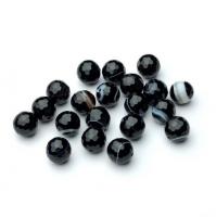 Бусина Агат черный (черный оникс) полосчатый граненый шар 10+- мм 20 шт