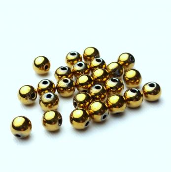 Бусина Гематит золотистый гладкий шар 8+- мм 25 шт.