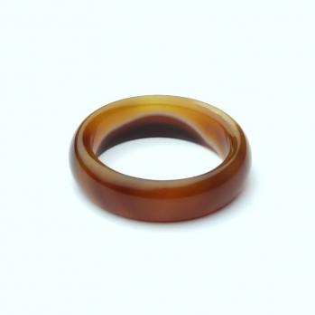 Кольцо Агат коричневый гладкий 17