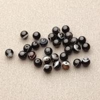 Бусина Агат черный (черный оникс) полосчатый гладкий шар 6,4+- мм 30 шт.