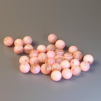 Бусина Перламутр розовый гладкий шар 6+- мм 30 шт.