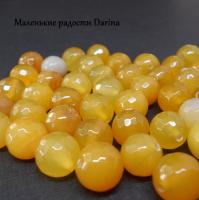 Бусина Халцедон желто-оранжевый граненый шар 12 мм