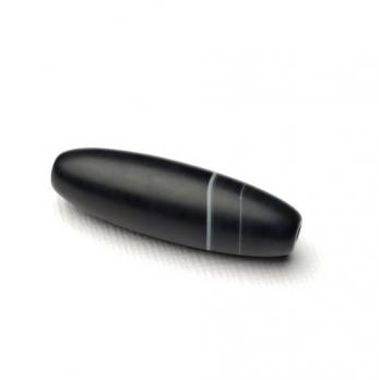 Бусина Агат черный (черный оникс) полосчатый гладкая матовая трубочка 41-40х12-11 мм