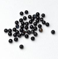 Бусина Агат черный (черный оникс) полосчатый гладкий шар 4,1+- мм