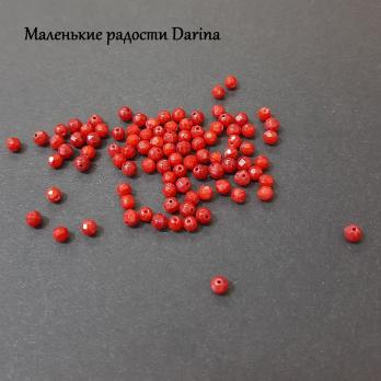 Бусина Коралл бордовый граненый шар 3 мм