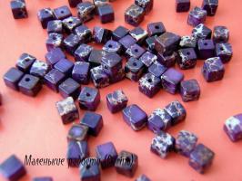 Бусина Варисцит фиолетовый гладкий куб 4+- мм