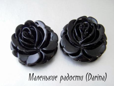 Смола, роза, черный, 33х32х11 мм